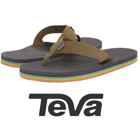 teva rainbow flip flops